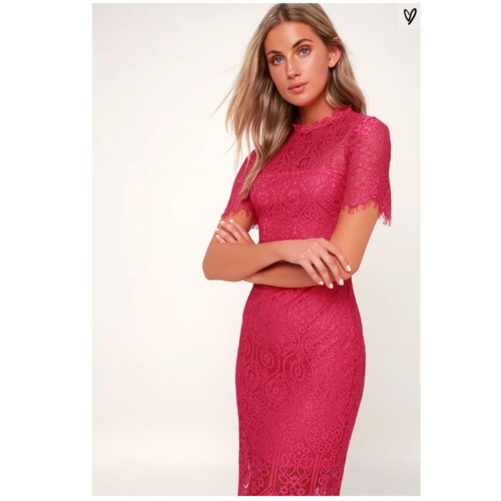 Lulu's Remarkable Fuschia Lace Dress